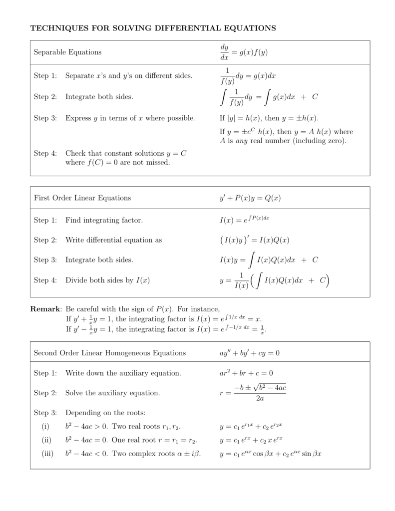 Techniques For Solving Differential Equations