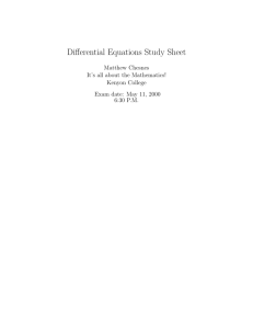 Differential Equations Study Sheet