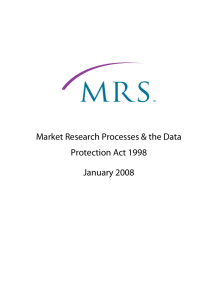 Market Research Processes & the Data Protection Act 1998 January