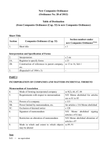 (Cap. 32) to New Companies Ordinance – Table of Destination