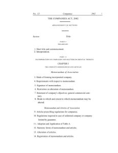 The Companies Act, 2002 - Tanzania Investment Centre