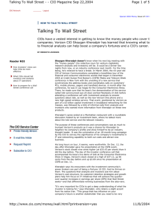 Talking To Wall Street - Glassmeyer/McNamee Center for Digital