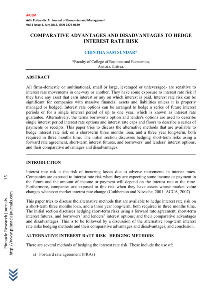 comparative-advantages-and-disadvantages-to-hedge-interest-rate-risk