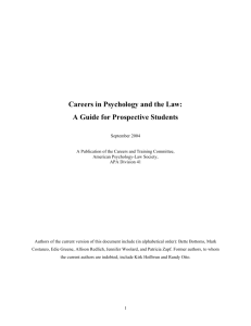 Careers in Psychology and Law: A Guide for