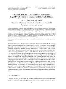 Psychological evidence in court: Legal developments in England
