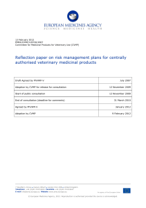 Reflection paper on risk management plans for centrally authorised