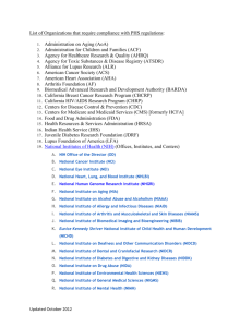 List of Organizations that require compliance with PHS regulations