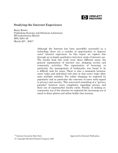 Studying the Internet Experience - HP Labs - Hewlett
