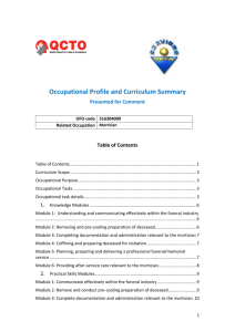 Mortician draft for verification Occupational Profile Summary