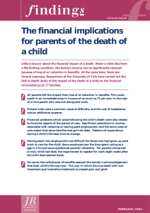 The financial implications for parents of the death of a child (summary)
