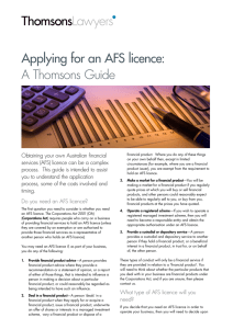 Applying for an AFS licence: A Thomsons Guide