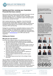 Getting (and then varying) your Australian Financial Services Licence