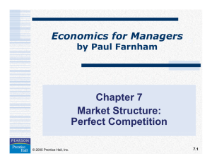 Chapter 7 Market Structure: Perfect Competition
