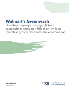 Walmart's Greenwash - Institute for Local Self