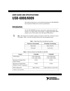 USB-6008/6009 User Guide and Specifications