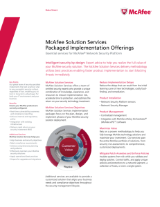 McAfee Solution Services Packaged Implementation Offerings