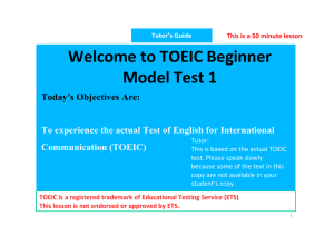 Welcome to TOEIC Beginner Model Test 1