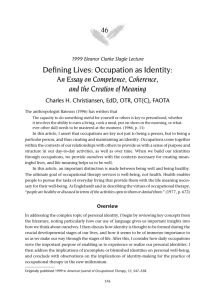 Defining Lives: Occupation as Identity