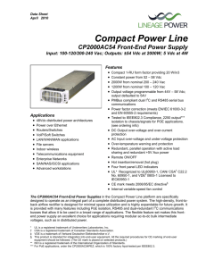 Compact Power Line CP2000AC54 Front-End Power - Digi-Key