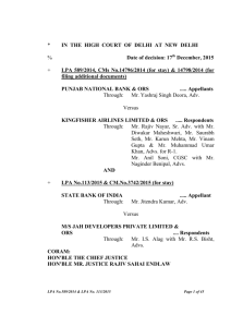 * IN THE HIGH COURT OF DELHI AT NEW DELHI % Date of