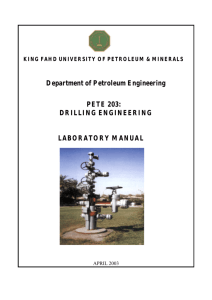 Department of Petroleum Engineering PETE 203: DRILLING