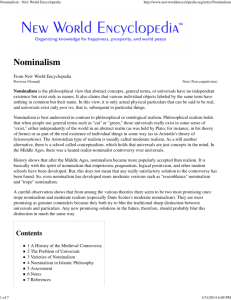 Nominalism - New World Encyclopedia