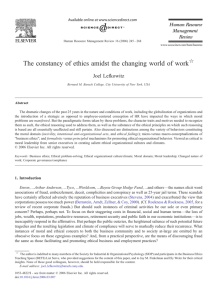 The constancy of ethics amidst the changing world of work