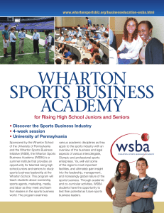 WSBA 2016 Brochure - Wharton Sports Business Initiative