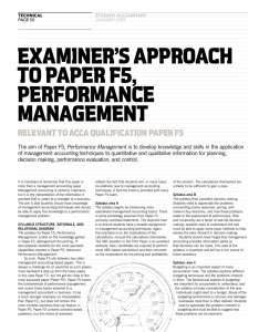 examiner's approach to paper f5, performance management - ACCA-X