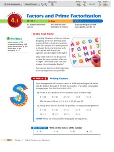 Factors and Prime Factorization