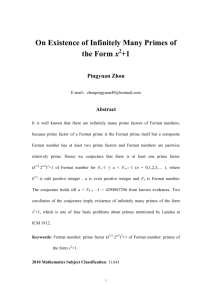 On Existence of Infinitely Many Primes of The Form x2+1