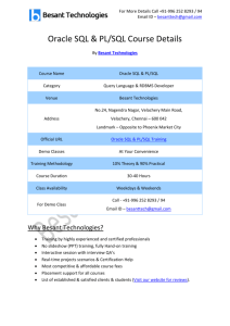 Oracle SQL & PL/SQL Course Details