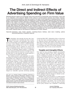 The Direct and Indirect Effects of Advertising Spending on Firm Value