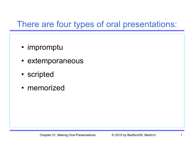 types of oral presentation wikipedia