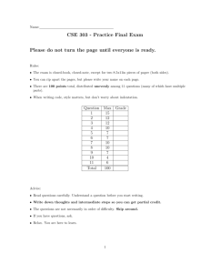 CSE 303 - Practice Final Exam Please do not turn the page until