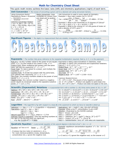 Math for Chemistry Cheat Sheet []