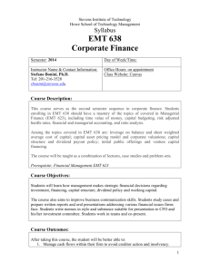 EMT 638 Corporate Finance