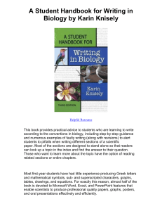 A Student Handbook for Writing in Biology by Karin Knisely