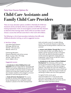 Forty Hour Course Options for Child Care Assistants and Family