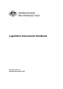 Legislative Instruments Handbook - Office of Parliamentary Counsel