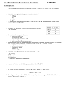 Unit 8: Thermodynamics/Electrochemistry Review Packet AP