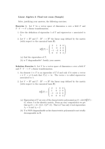 Linear Algebra 2: Final test exam (Sample) Solve, justifying your