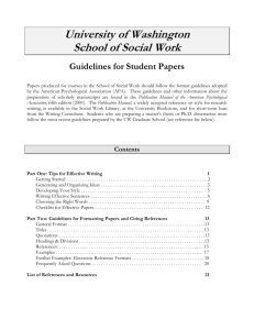 Guidelines for Student Papers. - School of Social Work