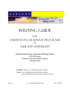 Graduate Writing Guide for Ashland University