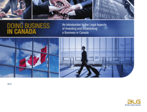 doing business in canada - Borden Ladner Gervais LLP