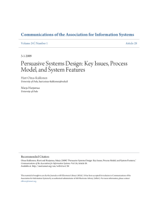 Persuasive Systems Design: Key Issues, Process Model, and