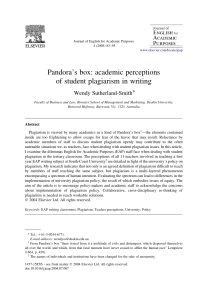 Pandora's box: academic perceptions of student plagiarism in