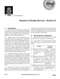 Valuation of Taxable Services – Section 67