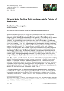 Political Anthropology and the Fabrics of Resistance