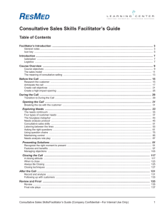 Consultative Sales Skills Facilitator's Guide